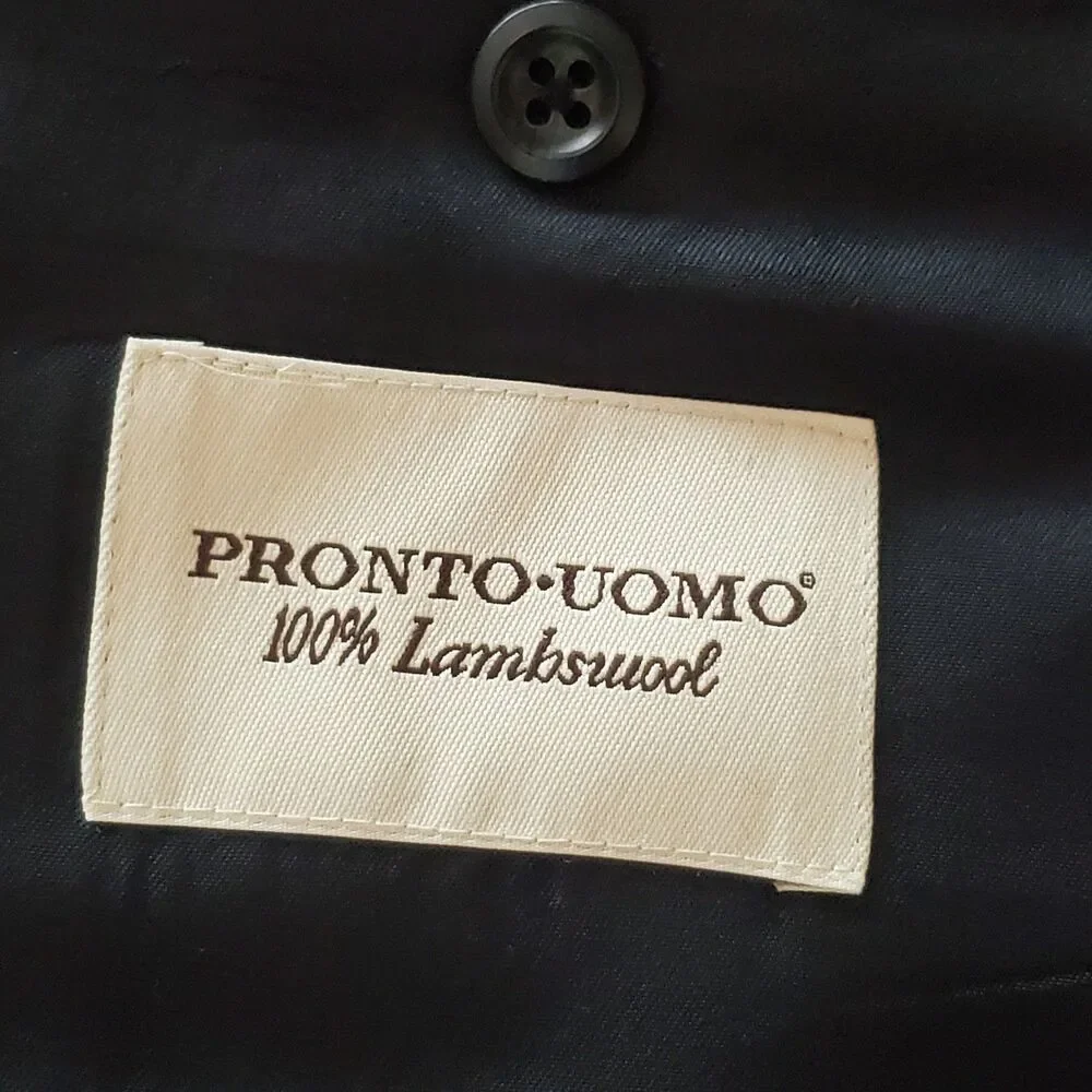 Pronto Uomo Platinum 100% Wool Mens 48L Blazer Suit Jacket Sport Coat Brown Grey
